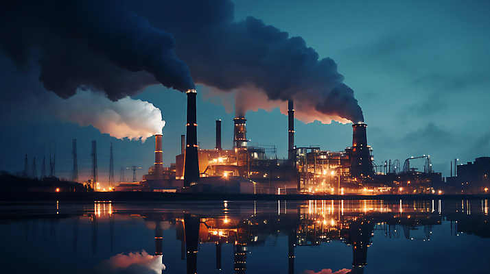JPG 편집이미지 산업 공장 공업 하늘 풍경 공해 사람없음 야외 발전소 야간 공업단지 이산화탄소 편집실사 AI포토 AI콘텐츠 자연요소 에너지 CG 파일형식