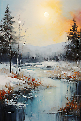 JPG 나무 편집이미지 계절 겨울 자연 하늘 풍경 사람없음 일몰 디지털합성 그림 유화 이미지편집 편집실사 식물 미술 노을 CG 생태계 파일형식