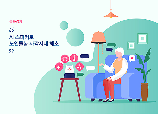 전신 식물 여자 노년 할머니 말풍선 일러스트 대화 한명 앉기 소파 스피커 돌봄 노인여자한명만 돌봄서비스 AI_인공지능 2024트렌드 돌봄경제 국내일러스트 AI파일 1 음향기기 의자 모션 말하기 사람 성인 유행 서비스 신조어 여자한명만 노인여자만 파일형식 벡터 2024년