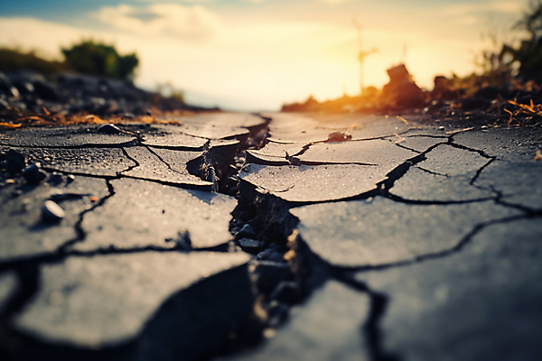 JPG 편집이미지 사람없음 회색 균열 위험 아스팔트 자연재해 사건 붕괴 깨짐 지진 무너짐 편집실사 AI포토 AI콘텐츠 도로 컬러 컨셉 모션 CG 재해 파일형식