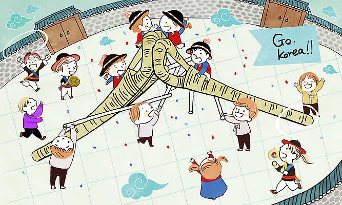 전신 PSD 한국전통 여자 남자 어린이 일러스트 응원 새해 기와집 소녀 소년 여러명 희망 경쟁 만세 잡기 한복 풍물놀이 격자 구름모양 기마전 어린이만 들어올리기 기와담장 국내일러스트 모양 전통 감정 다수 컨셉 무늬 모션 한옥 한국 기와 국악 사람 경기 담장 전통의상 파일형식 구름_자연