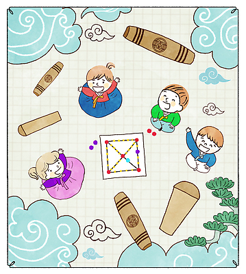 전신 PSD 한국전통 여자 남자 어린이 일러스트 새해 소녀 소년 여러명 희망 올려보기 소나무 던지기 윷 윷놀이 한복 격자 구름모양 윷판 어린이만 국내일러스트 모양 나무 전통 감정 다수 무늬 모션 한국 사람 전통놀이 전통의상 파일형식 구름_자연