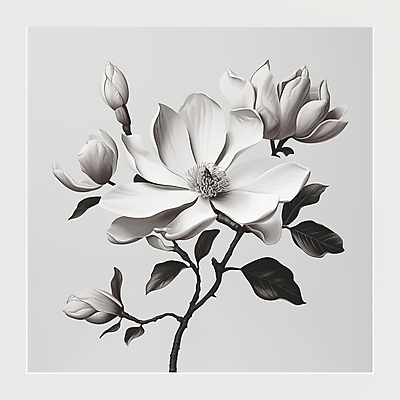 JPG 편집이미지 잎 봄꽃 흑백 사람없음 봄 회색 디지털합성 목련 편집소스 편집실사 AI포토 AI콘텐츠 식물 계절 꽃 컬러 촬영기법 CG 파일형식