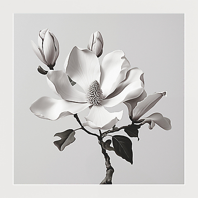 JPG 편집이미지 잎 봄꽃 흑백 사람없음 봄 회색 디지털합성 목련 편집소스 편집실사 AI포토 AI콘텐츠 식물 계절 꽃 컬러 촬영기법 CG 파일형식