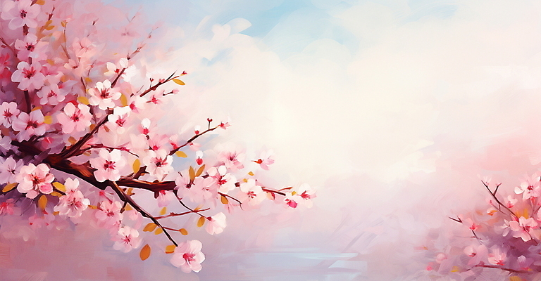 PSD 분홍색 일러스트 붓터치 풍경 사람없음 봄 벚꽃 벚나무 질감 유화 봄배경 국내일러스트 나무 계절 꽃 컬러 백그라운드 미술 파일형식