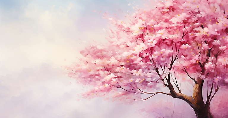PSD 분홍색 일러스트 붓터치 풍경 사람없음 봄 벚꽃 벚나무 질감 유화 봄배경 국내일러스트 나무 계절 꽃 컬러 백그라운드 미술 파일형식