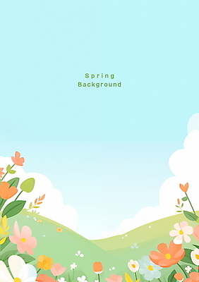 PSD 구름 꽃 백그라운드 잎 일러스트 봄꽃 자연 하늘 풍경 초원 사람없음 봄 풀잎 봄배경 국내일러스트 자연요소 식물 계절 풀_식물 생태계 파일형식