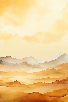 JPG 백그라운드 일러스트 붓터치 추상 수채화 산 풍경 사람없음 주황색 번짐 산맥 국내일러스트 AI일러스트 AI콘텐츠 컬러 무늬 파일형식 효과