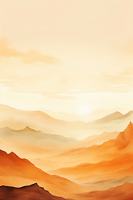 JPG 백그라운드 일러스트 붓터치 추상 수채화 산 풍경 사람없음 주황색 번짐 산맥 국내일러스트 AI일러스트 AI콘텐츠 컬러 무늬 파일형식 효과