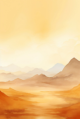 JPG 백그라운드 일러스트 붓터치 추상 수채화 산 풍경 사람없음 주황색 번짐 산맥 국내일러스트 AI일러스트 AI콘텐츠 컬러 무늬 파일형식 효과