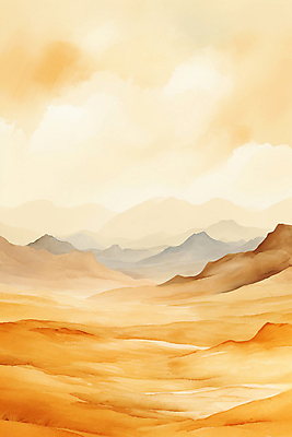 JPG 백그라운드 일러스트 붓터치 추상 수채화 산 풍경 사람없음 주황색 번짐 산맥 국내일러스트 AI일러스트 AI콘텐츠 컬러 무늬 파일형식 효과