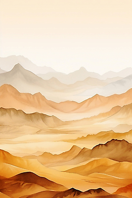 JPG 백그라운드 일러스트 붓터치 추상 수채화 산 풍경 사람없음 주황색 번짐 산맥 국내일러스트 AI일러스트 AI콘텐츠 컬러 무늬 파일형식 효과