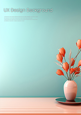 PSD 편집이미지 디자인 꽃잎 꽃 화분 백그라운드 실내 사람없음 꽃병 주황색 공간 디자인소스 민트색 이미지편집 식물 컬러 내부 파일형식 편집소스