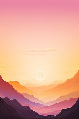 JPG 구름 백그라운드 일러스트 자연 하늘 산 풍경 사람없음 노을 주황색 일몰 달 국내일러스트 AI일러스트 AI콘텐츠 자연요소 컬러 생태계 파일형식