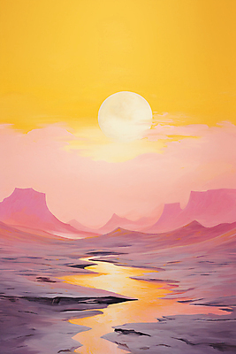 JPG 구름 백그라운드 일러스트 자연 하늘 산 풍경 사람없음 강 노을 주황색 일몰 달 질감 국내일러스트 AI일러스트 AI콘텐츠 자연요소 컬러 생태계 파일형식