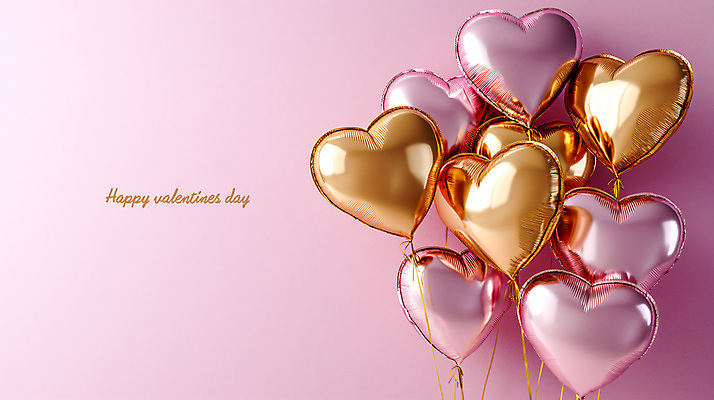 PSD 편집이미지 분홍색 백그라운드 발렌타인데이 사람없음 파티 하트 광택 하트풍선 풍선 이미지편집 모양 컬러 데이이벤트 이벤트 파일형식