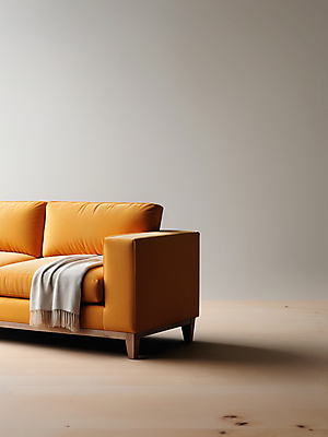 JPG 편집이미지 가구 사람없음 인테리어 소파 주황색 천 디지털합성 편집소스 편집실사 AI포토 AI콘텐츠 디자인 컬러 생활용품 의자 직물 CG 파일형식