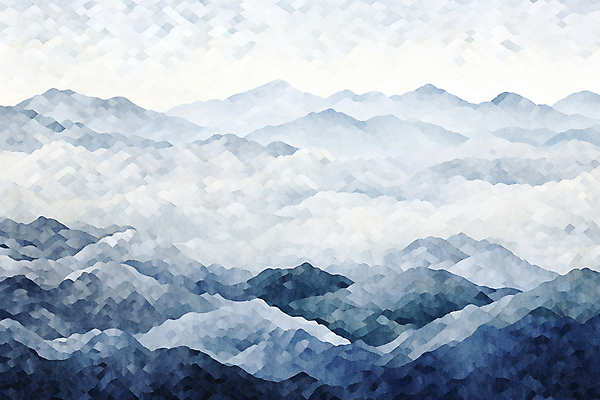 JPG 구름 백그라운드 일러스트 자연 하늘 수채화 산 풍경 사람없음 남색 산등성이 모자이크 그라데이션 국내일러스트 AI일러스트 AI콘텐츠 자연요소 컬러 생태계 파일형식