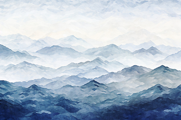 JPG 구름 백그라운드 일러스트 자연 하늘 수채화 산 풍경 사람없음 남색 산등성이 모자이크 그라데이션 국내일러스트 AI일러스트 AI콘텐츠 자연요소 컬러 생태계 파일형식