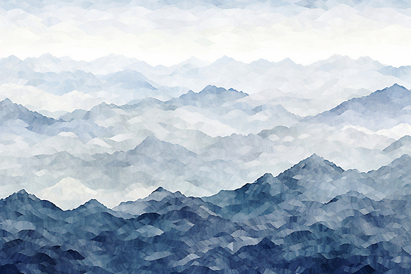 JPG 구름 백그라운드 일러스트 자연 하늘 수채화 산 풍경 사람없음 남색 산등성이 모자이크 그라데이션 국내일러스트 AI일러스트 AI콘텐츠 자연요소 컬러 생태계 파일형식