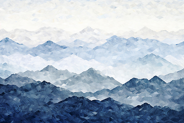 JPG 구름 백그라운드 일러스트 자연 하늘 수채화 산 풍경 사람없음 남색 산등성이 모자이크 그라데이션 국내일러스트 AI일러스트 AI콘텐츠 자연요소 컬러 생태계 파일형식