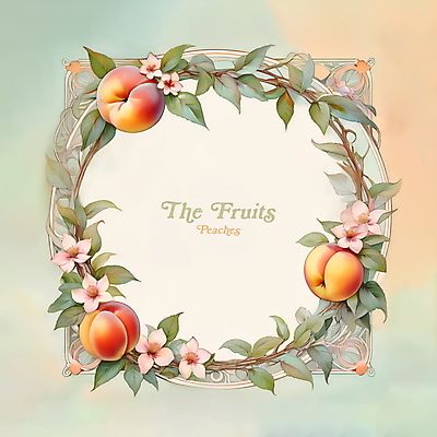 PSD 꽃 과일 일러스트 나뭇잎 프레임 사람없음 디지털합성 복숭아 편집소스 국내일러스트 식물 잎 파일형식