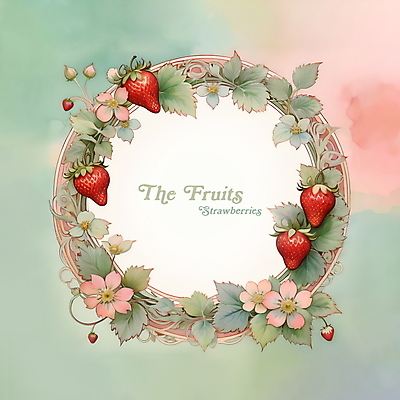 PSD 꽃 과일 일러스트 딸기 나뭇잎 프레임 사람없음 디지털합성 편집소스 국내일러스트 식물 잎 파일형식