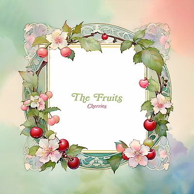 PSD 꽃 과일 일러스트 나뭇잎 프레임 사람없음 체리 디지털합성 편집소스 국내일러스트 식물 잎 파일형식