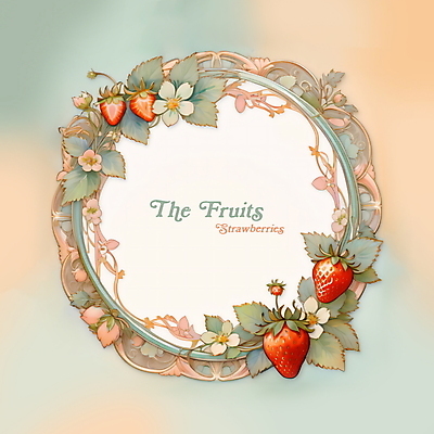 PSD 꽃 과일 일러스트 딸기 나뭇잎 프레임 사람없음 디지털합성 편집소스 국내일러스트 식물 잎 파일형식