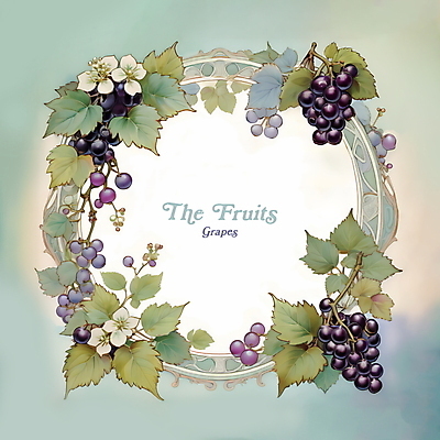PSD 꽃 과일 일러스트 포도 나뭇잎 프레임 사람없음 디지털합성 편집소스 국내일러스트 식물 잎 파일형식