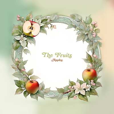 PSD 꽃 과일 일러스트 나뭇잎 프레임 사람없음 사과 디지털합성 편집소스 국내일러스트 식물 잎 파일형식