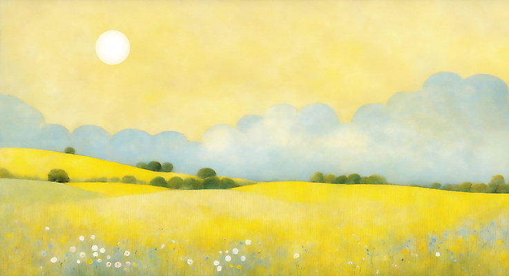 JPG 구름 백그라운드 일러스트 자연 하늘 초원 사람없음 태양 노란색 봄 국내일러스트 AI일러스트 AI콘텐츠 자연요소 계절 컬러 생태계 파일형식