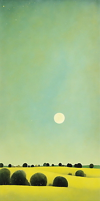 JPG 백그라운드 일러스트 자연 밤하늘 풍경 초원 사람없음 초록색 달 야간 국내일러스트 AI일러스트 AI콘텐츠 자연요소 컬러 하늘 생태계 파일형식