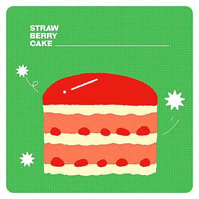 일러스트 딸기 사람없음 초록색 케이크 봄 엽서 딸기케이크 키치 국내일러스트 AI파일 계절 컬러 컨셉 과일 디저트 편지 파일형식 벡터