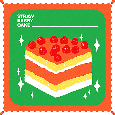 일러스트 딸기 사람없음 초록색 케이크 봄 엽서 딸기케이크 키치 국내일러스트 AI파일 계절 컬러 컨셉 과일 디저트 편지 파일형식 벡터