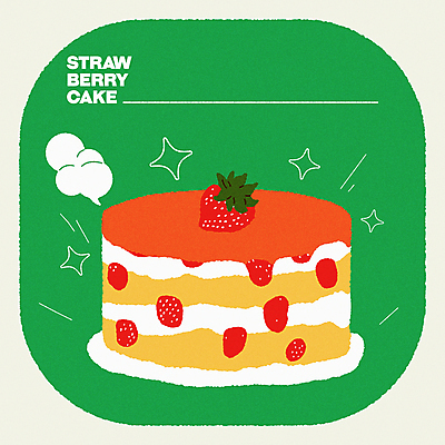 일러스트 딸기 사람없음 초록색 케이크 봄 엽서 딸기케이크 키치 국내일러스트 AI파일 계절 컬러 컨셉 과일 디저트 편지 파일형식 벡터