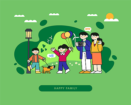 전신 공원 여자 남자 어린이 가로등 일러스트 가족 엄마 들기 소녀 소년 잔디 여러명 성인 초록색 부모 손들기 카메라 화목 산책 자녀 잡기 아빠 강아지 풍선 목줄 국내일러스트 AI파일 식물 공공시설 컬러 다수 컨셉 관계 모션 휴식 사람 전자제품 반려동물 개 파일형식 벡터 반려용품