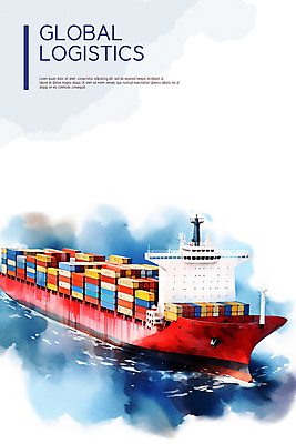 PSD 편집이미지 바다 비즈니스 수채화 사람없음 글로벌 화물 운송업 컨테이너 화물선 무역 번짐 수입 선박 이미지편집 산업 수상교통 배_교통 파일형식 효과