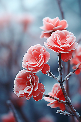 JPG 편집이미지 겨울 풍경 사람없음 추위 눈 화려 차가움 서리 동백 동백나무 편집실사 AI포토 AI콘텐츠 자연요소 나무 계절 꽃 컨셉 날씨 CG 파일형식