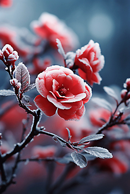 JPG 편집이미지 겨울 풍경 사람없음 추위 눈 화려 차가움 서리 동백 동백나무 편집실사 AI포토 AI콘텐츠 자연요소 나무 계절 꽃 컨셉 날씨 CG 파일형식