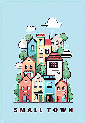 나무 구름 하늘색 일러스트 주택 사람없음 건물 마을 국내일러스트 AI파일 자연요소 식물 건축물 파란색 파일형식 벡터