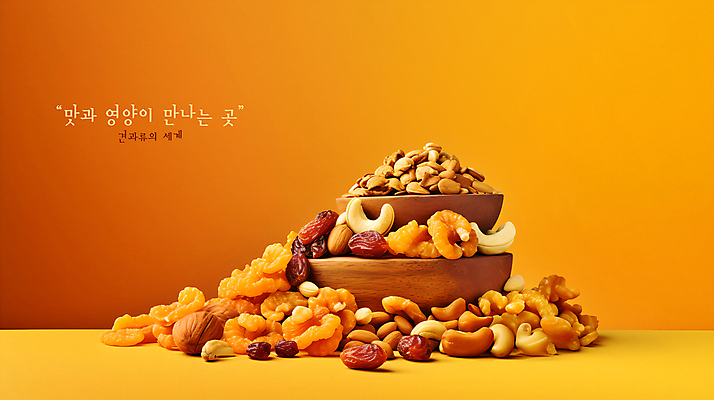 PSD 편집이미지 음식 사람없음 견과류 담기 땅콩 호두 아몬드 건과일 나무그릇 노란배경 캐슈넛 피스타치오 이미지편집 그릇 백그라운드 과일 모션 건조 목재 노란색 파일형식