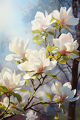 JPG 나무 편집이미지 꽃 여러송이 풍경 사람없음 흰색 화려 우아함 목련 유화 이미지편집 편집실사 식물 컬러 다수 컨셉 미술 CG 파일형식