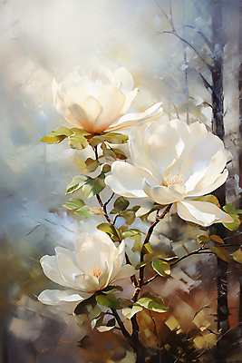JPG 나무 편집이미지 꽃 여러송이 풍경 사람없음 흰색 화려 우아함 목련 유화 이미지편집 편집실사 식물 컬러 다수 컨셉 미술 CG 파일형식