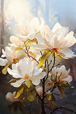 JPG 나무 편집이미지 꽃 여러송이 풍경 사람없음 흰색 화려 우아함 목련 유화 이미지편집 편집실사 식물 컬러 다수 컨셉 미술 CG 파일형식