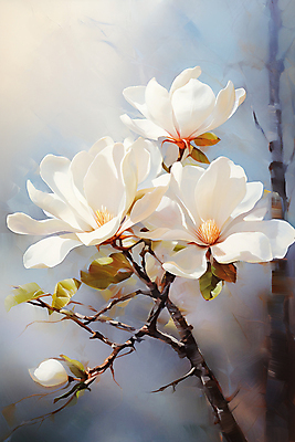 JPG 나무 편집이미지 꽃 여러송이 풍경 사람없음 흰색 화려 우아함 목련 유화 이미지편집 편집실사 식물 컬러 다수 컨셉 미술 CG 파일형식