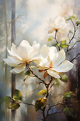 JPG 나무 편집이미지 꽃 여러송이 풍경 사람없음 흰색 화려 우아함 목련 유화 이미지편집 편집실사 식물 컬러 다수 컨셉 미술 CG 파일형식
