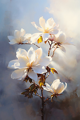 JPG 나무 편집이미지 꽃 여러송이 풍경 사람없음 흰색 화려 우아함 목련 유화 이미지편집 편집실사 식물 컬러 다수 컨셉 미술 CG 파일형식