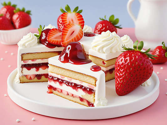 JPG 편집이미지 접시 잎 딸기 단면 디저트 사람없음 빨간색 케이크 달콤 조각케이크 딸기케이크 편집실사 AI포토 AI콘텐츠 식물 식기 음식 컬러 과일 맛 CG 파일형식