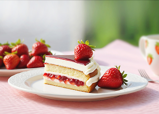 JPG 편집이미지 접시 잎 딸기 단면 디저트 사람없음 빨간색 케이크 달콤 조각케이크 딸기케이크 편집실사 AI포토 AI콘텐츠 식물 식기 음식 컬러 과일 맛 CG 파일형식